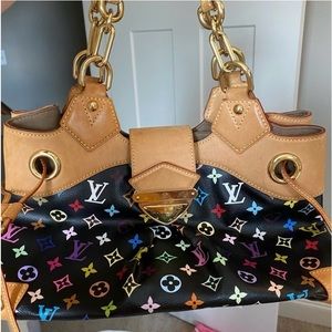 Authentic Louis Vuitton Monogram Multicolor Ursula Hand Bag M40124 Black 6059B